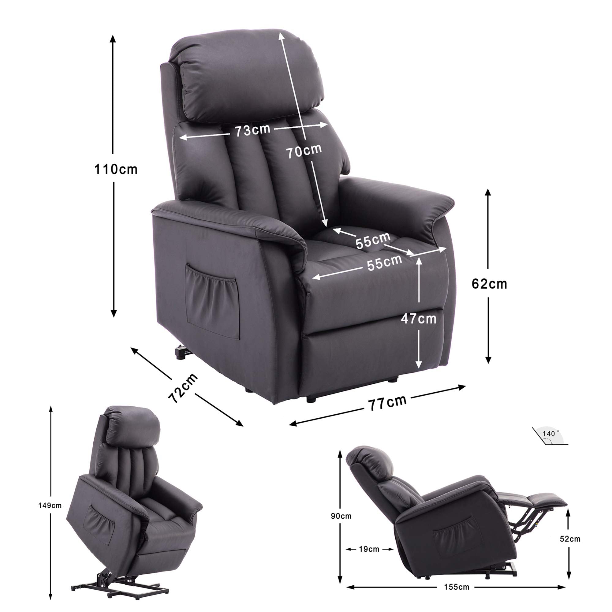 MCombo Elektrisch Aufstehhilfe Fernsehsessel Relaxsessel elektrisch verstellbar 7299