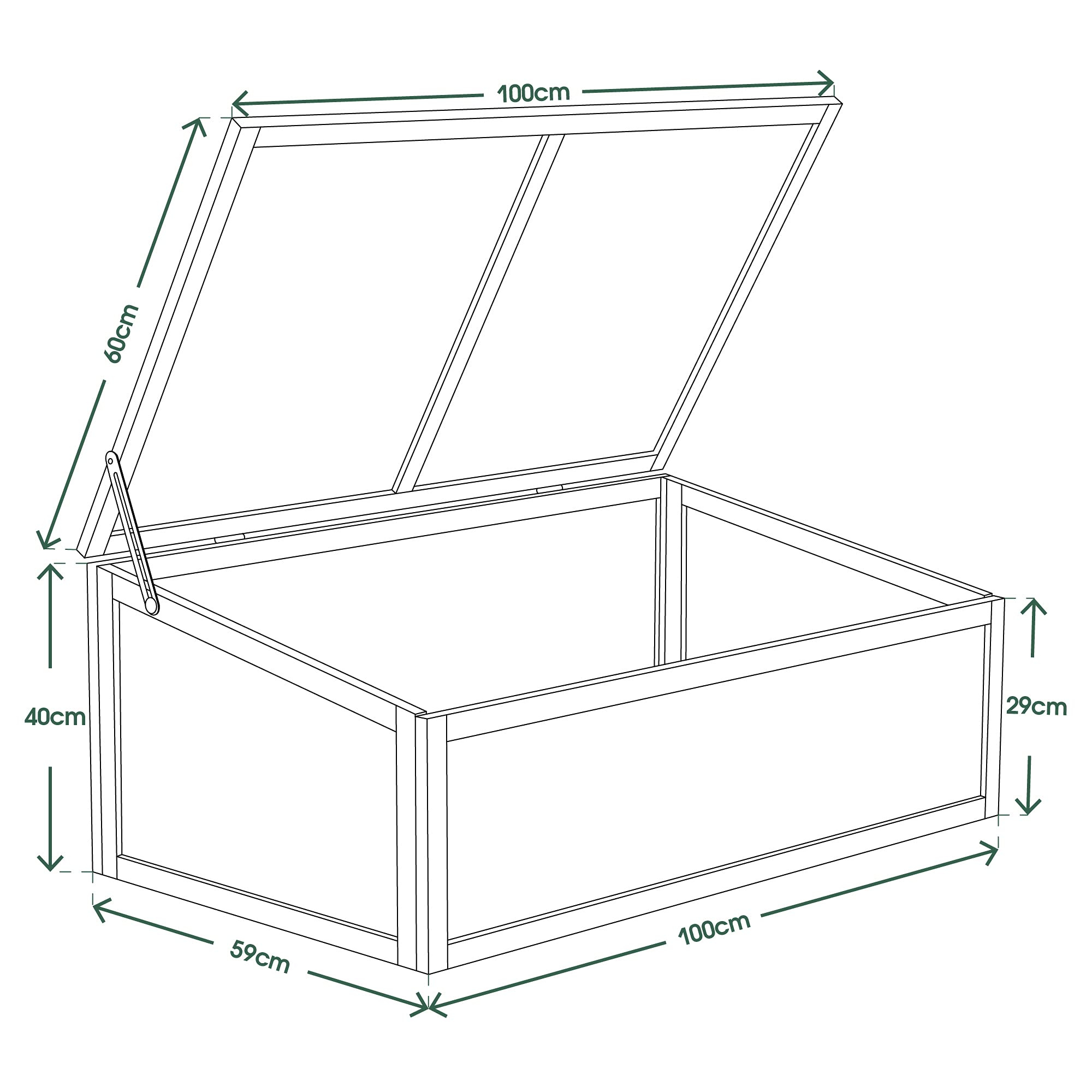 MCombo cold frame greenhouse greenhouse cold frame box attachment plant bed wood 0698