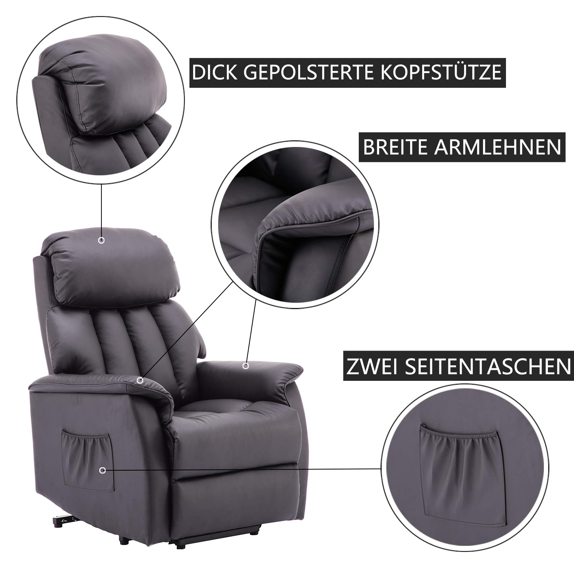 MCombo Elektrisch Aufstehhilfe Fernsehsessel Relaxsessel elektrisch verstellbar 7299