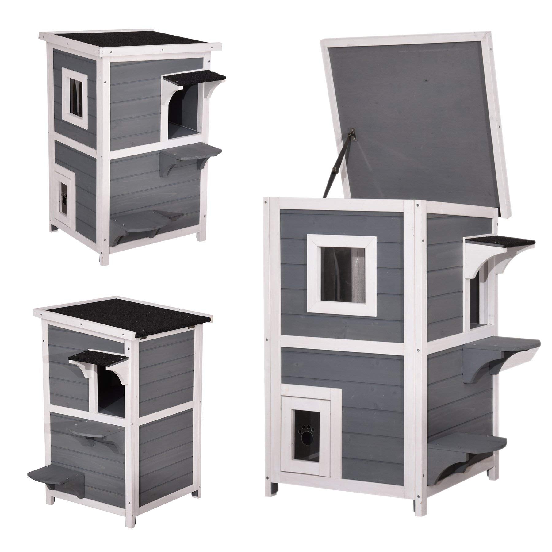 Lovupet Katzenhaus Katzenvilla Katzenhütte 2 Etagen Wetterfest 0508EY