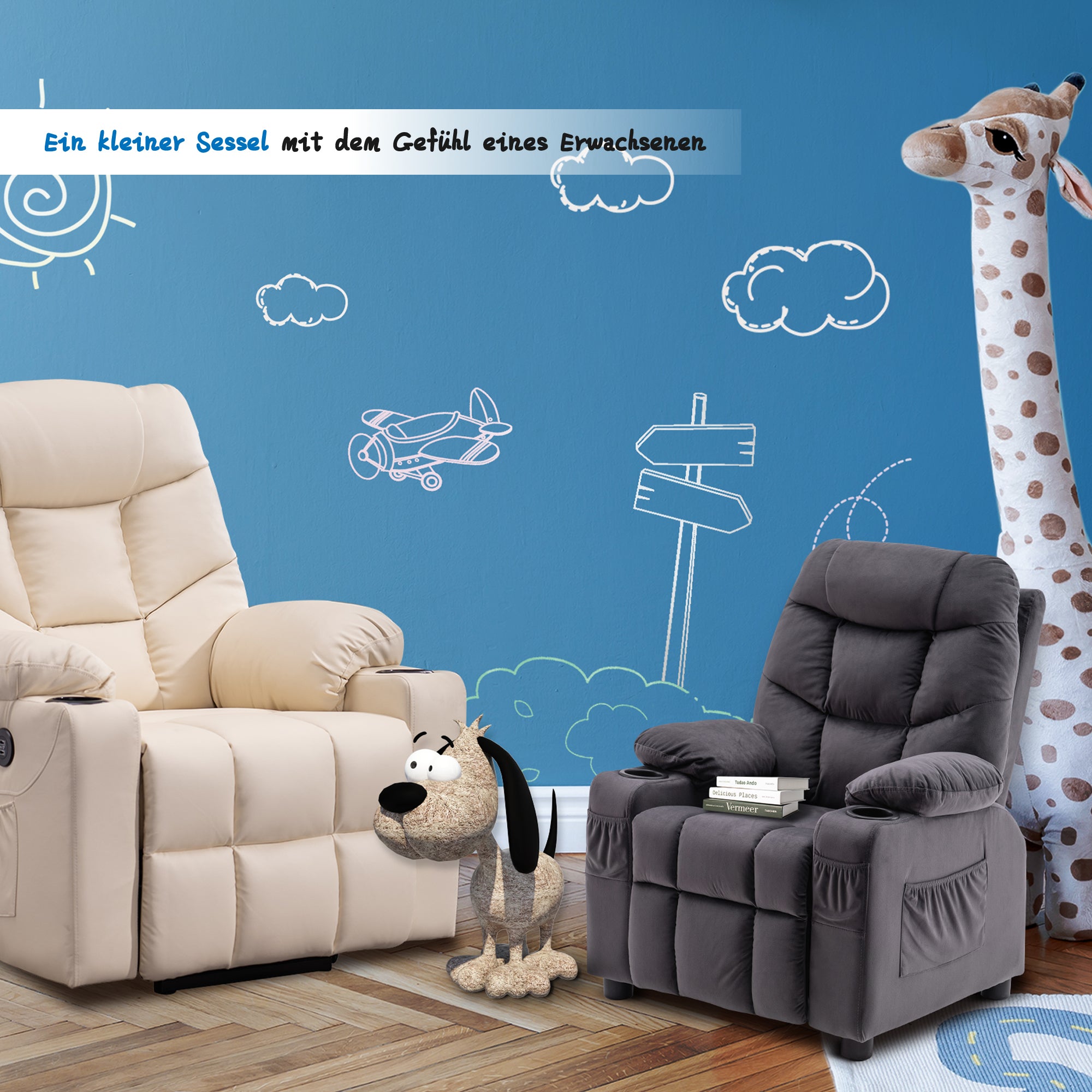 MCombo children's armchair, youth and children's sofa, children's armchair with reclining function 7355