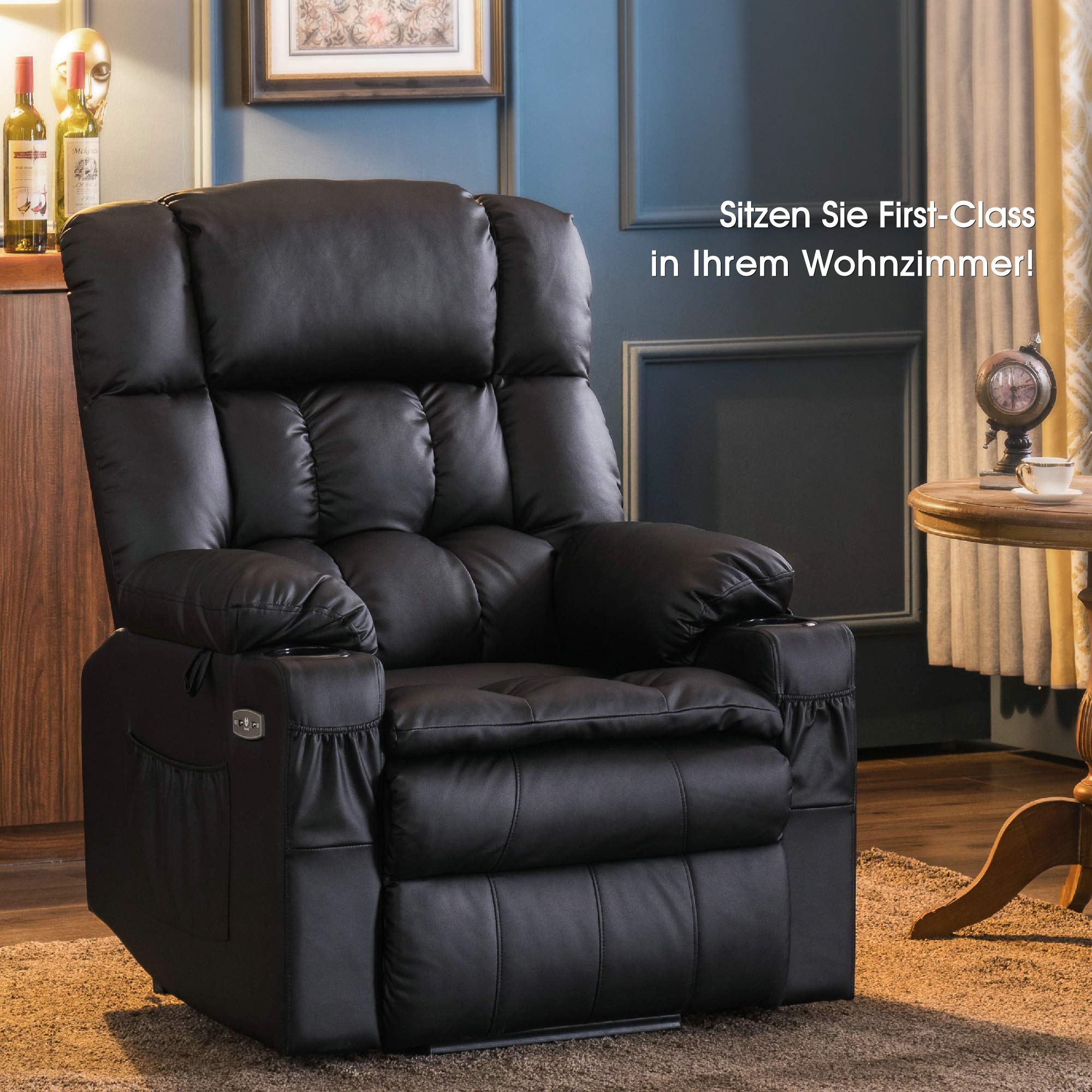 M MCombo electric stand-up relaxation chair 7546, separately adjustable with 3 motors, reclining position up to 165°, TV armchair with USB, for seniors' living room