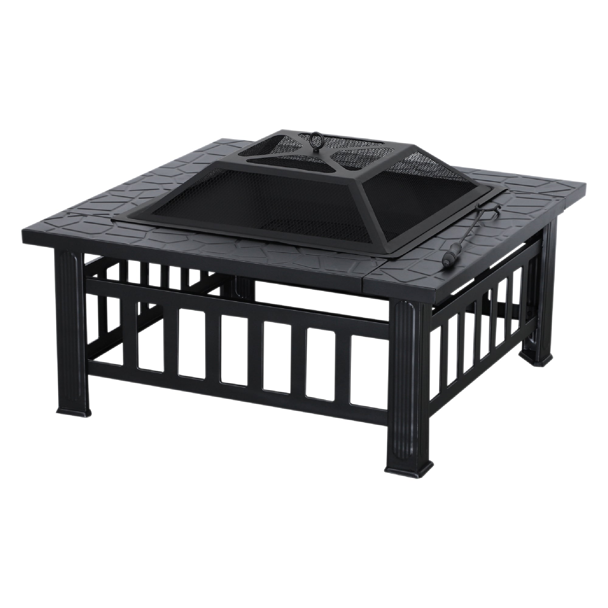 MCombo fire bowl, fire basket patio fire with grill grate, garden fire fireplace 0039BK