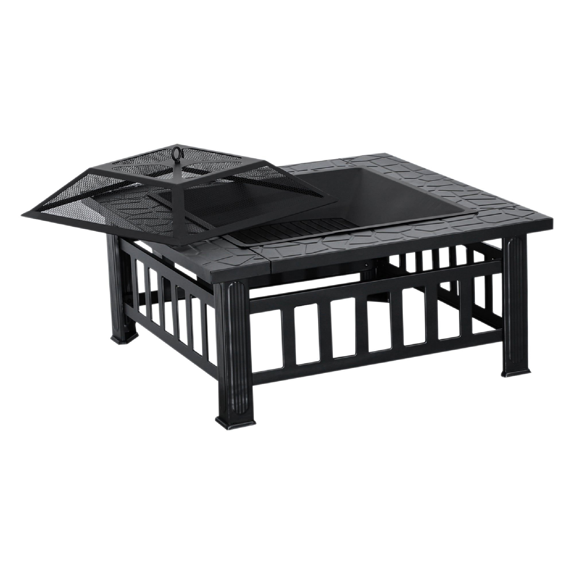 MCombo fire bowl, fire basket patio fire with grill grate, garden fire fireplace 0039BK