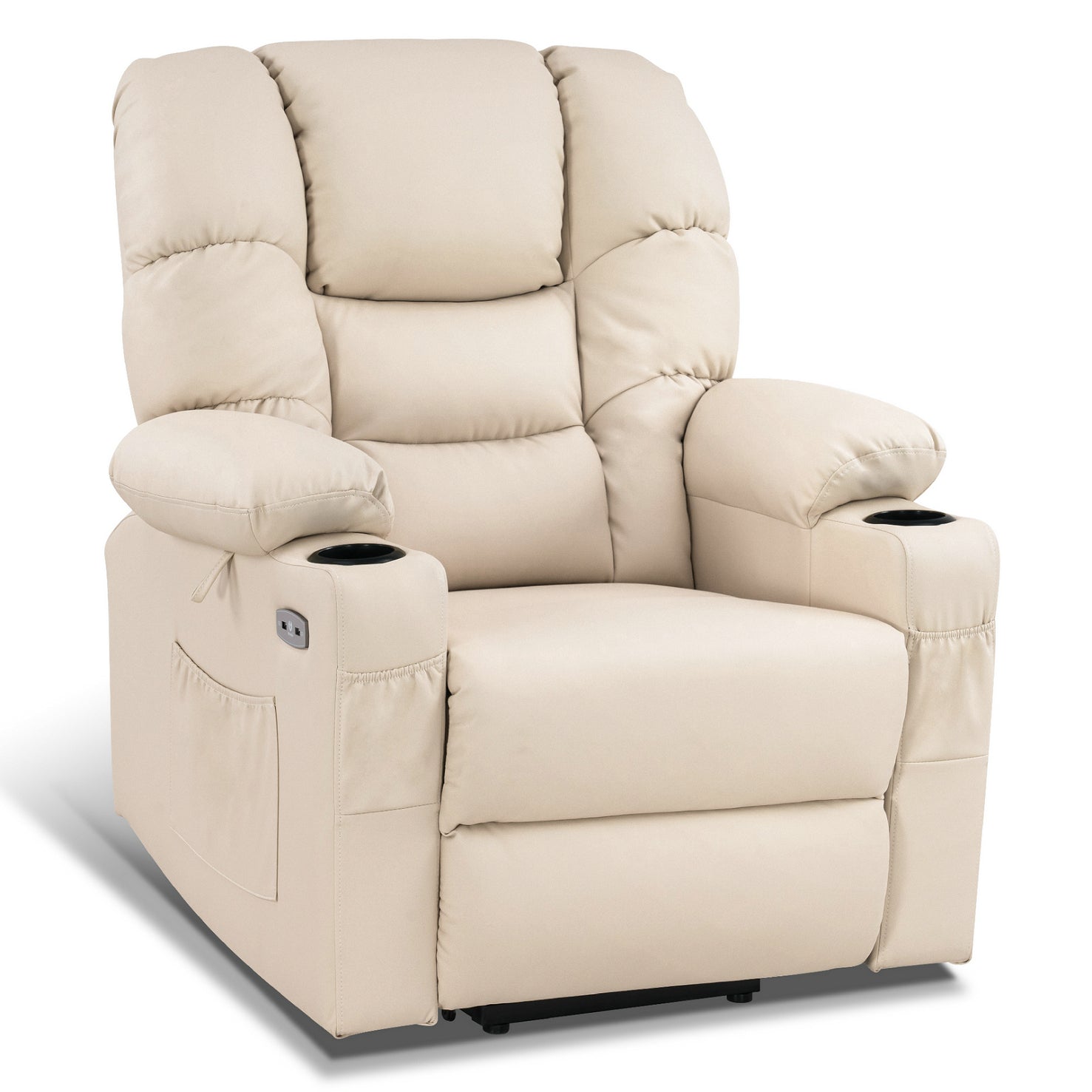 Fauteuil inclinable électrique M MCombo 7550, avec 3 moteurs réglables séparément, position inclinable jusqu'à 170°, repose-pieds allongé, USB, pour salon seniors