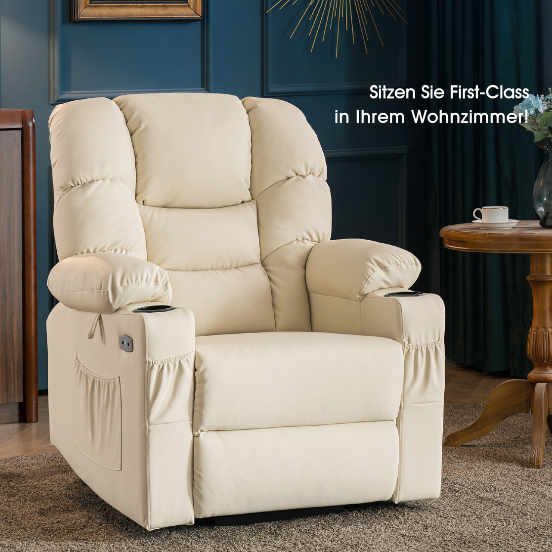 Fauteuil inclinable électrique M MCombo 7550, avec 3 moteurs réglables séparément, position inclinable jusqu'à 170°, repose-pieds allongé, USB, pour salon seniors