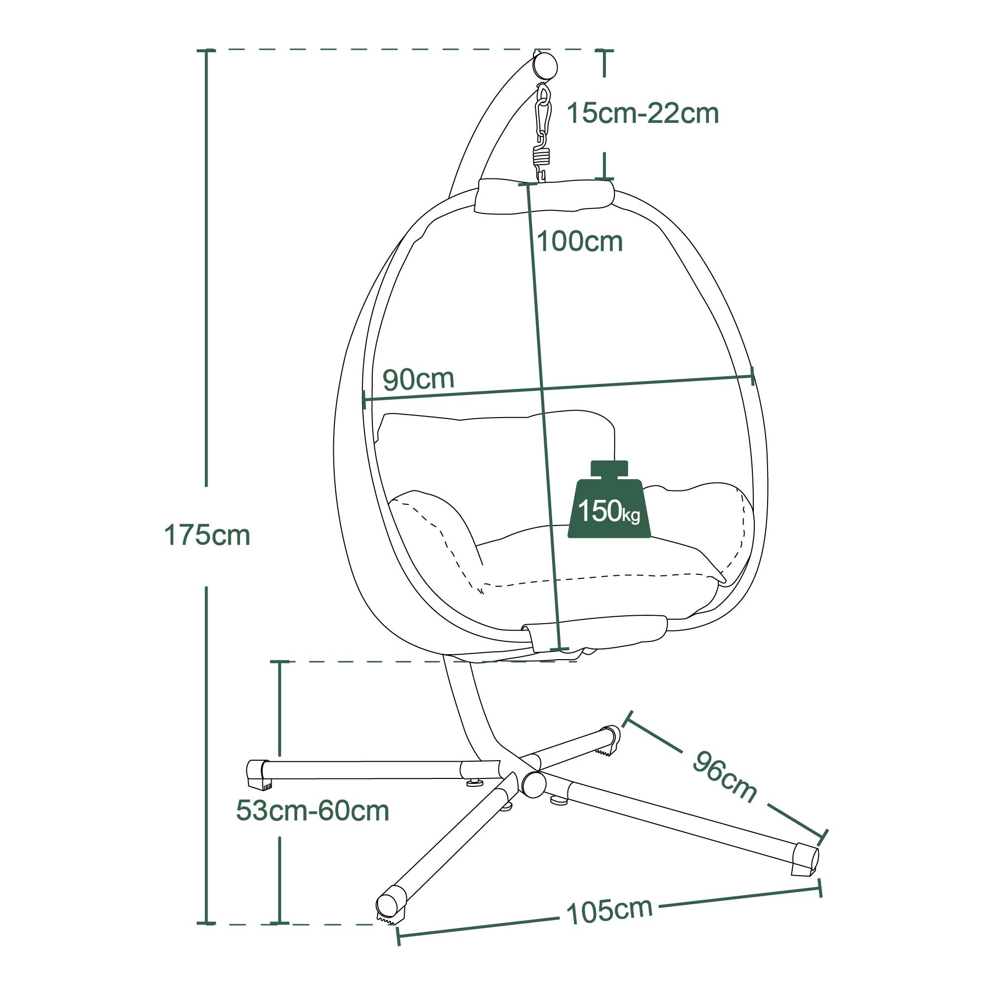 MCombo hanging chair hanging chair swing basket including frame hanging basket cushion 8072