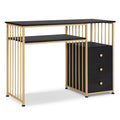 M MCombo Schreibtisch mit Schubladen, Schminktisch ohne Spiegel, Nageltisch aus Holz Metallgestell, Computertisch Wohnzimmer Modern, 109 x 45,5 x 81cm, 2407