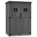 M MCombo Gartenschrank Holz, Gartenhaus Klein Wetterfest, Outdoor Gerätehaus Geräteschuppen, für Außenbereich Balkon Terrasse, 127×59×168 cm, 0912