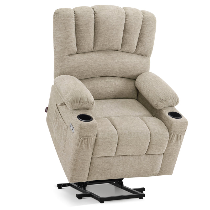 M MCombo Relaxsessel mit Aufstehhilfe & Liegefunktion 7102, Fernsehsessel elektrisch verstellbar, TV Sessel mit Massage Wärmefunktion, für Senioren Wohnzimmer, USB