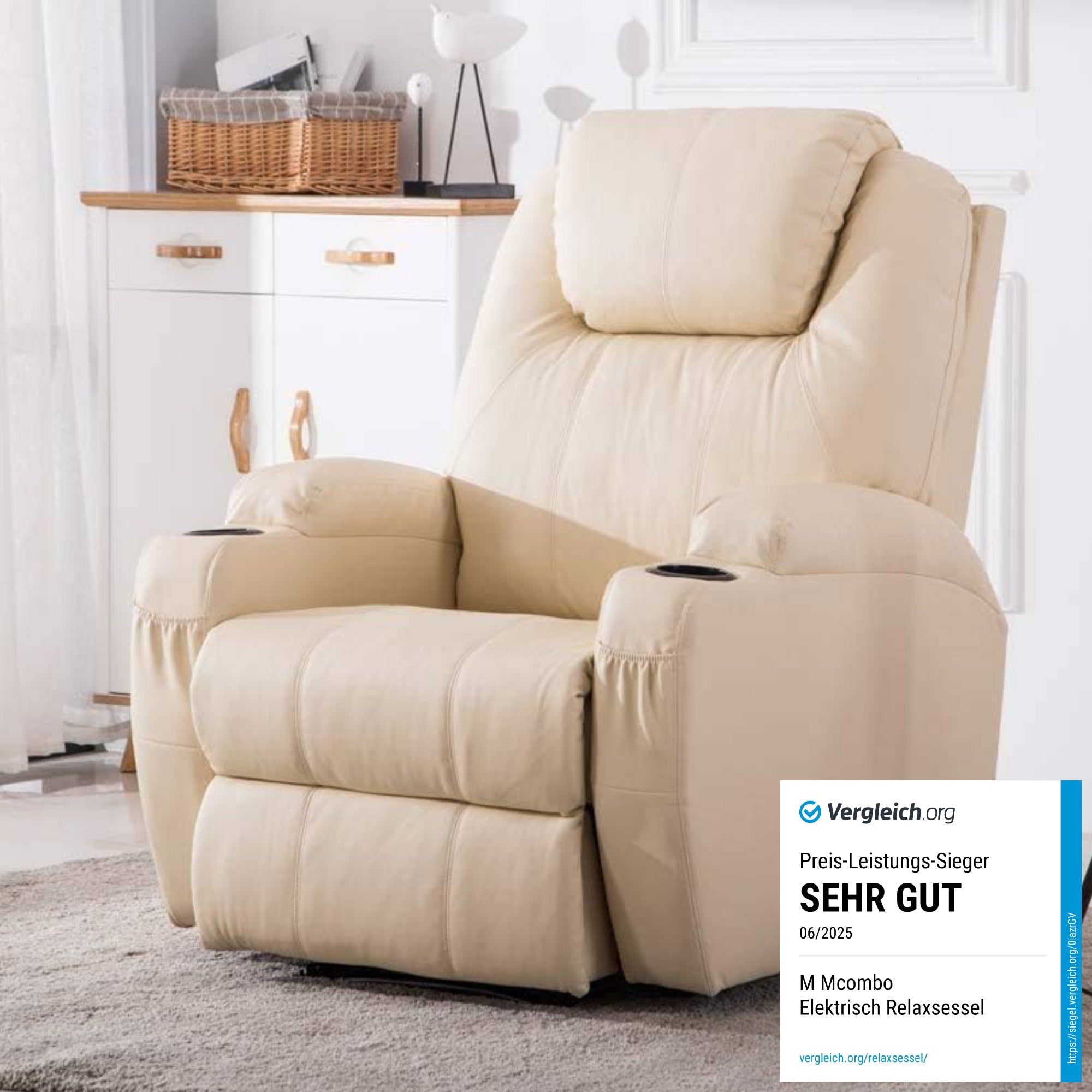 MCombo Elektrisch Relaxsessel Massagesessel Fernsehsessel Liegefunktion Vibration Heizung 7061