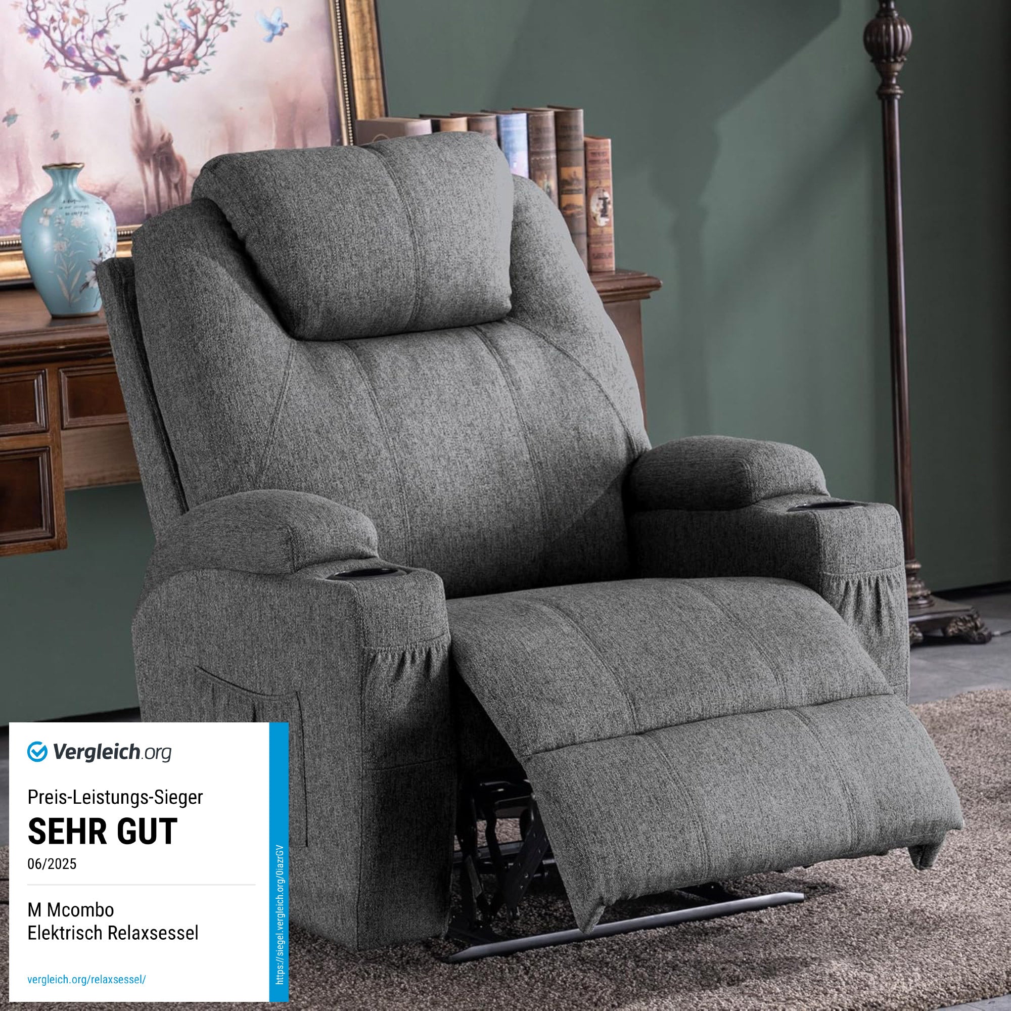 Fauteuil Relax électrique Fauteuil de Massage Fauteuil TV Fonction inclinable Vibration Chau