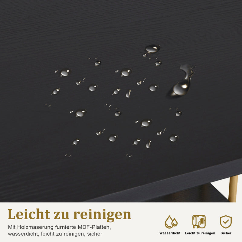 M MCombo Schreibtisch mit Schubladen, Schminktisch ohne Spiegel, Nageltisch aus Holz Metallgestell, Computertisch Wohnzimmer Modern, 109 x 45,5 x 81cm, 2407