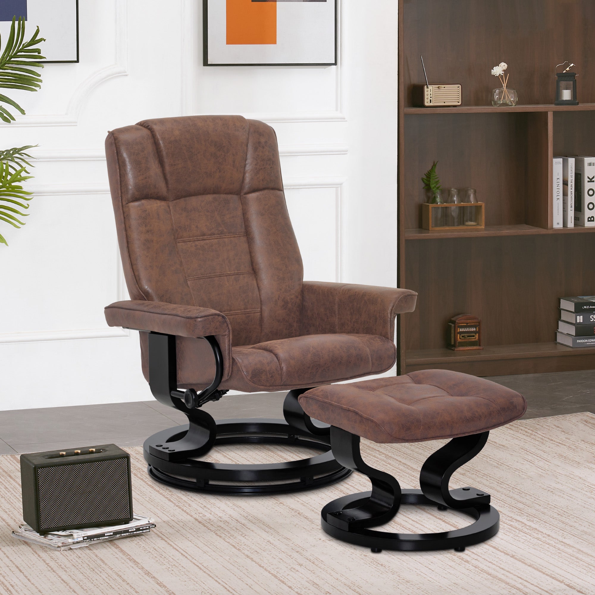 MCombo recliner chair with footstool, 360° swivel TV chair with reclining function, up to 120 kg load capacity, modern recliner chair for the living room, 9019 