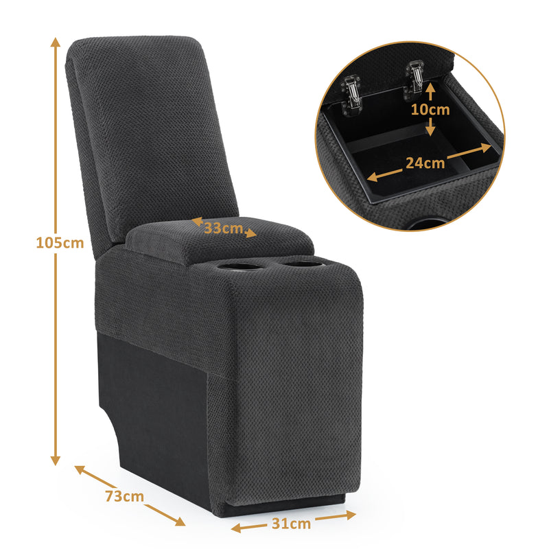 M MCombo Ersatzteil Konsole für Elektrisch 2 Sitzer Sofa 7009, Stauraum & Getränkehalter (Grau)