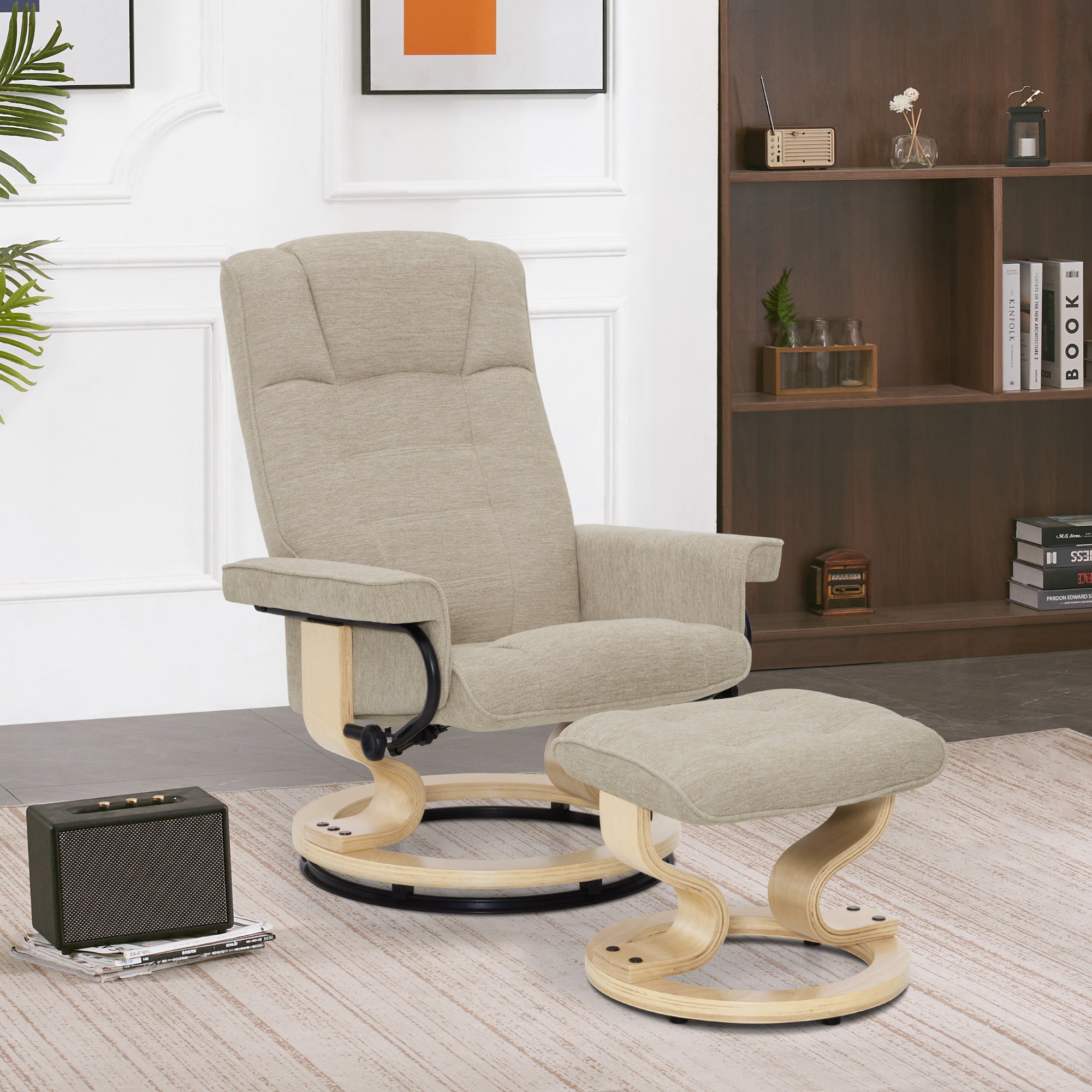MCombo recliner chair with footstool, 360° swivel TV chair with reclining function, up to 120 kg load capacity, modern recliner chair for the living room, 9019 