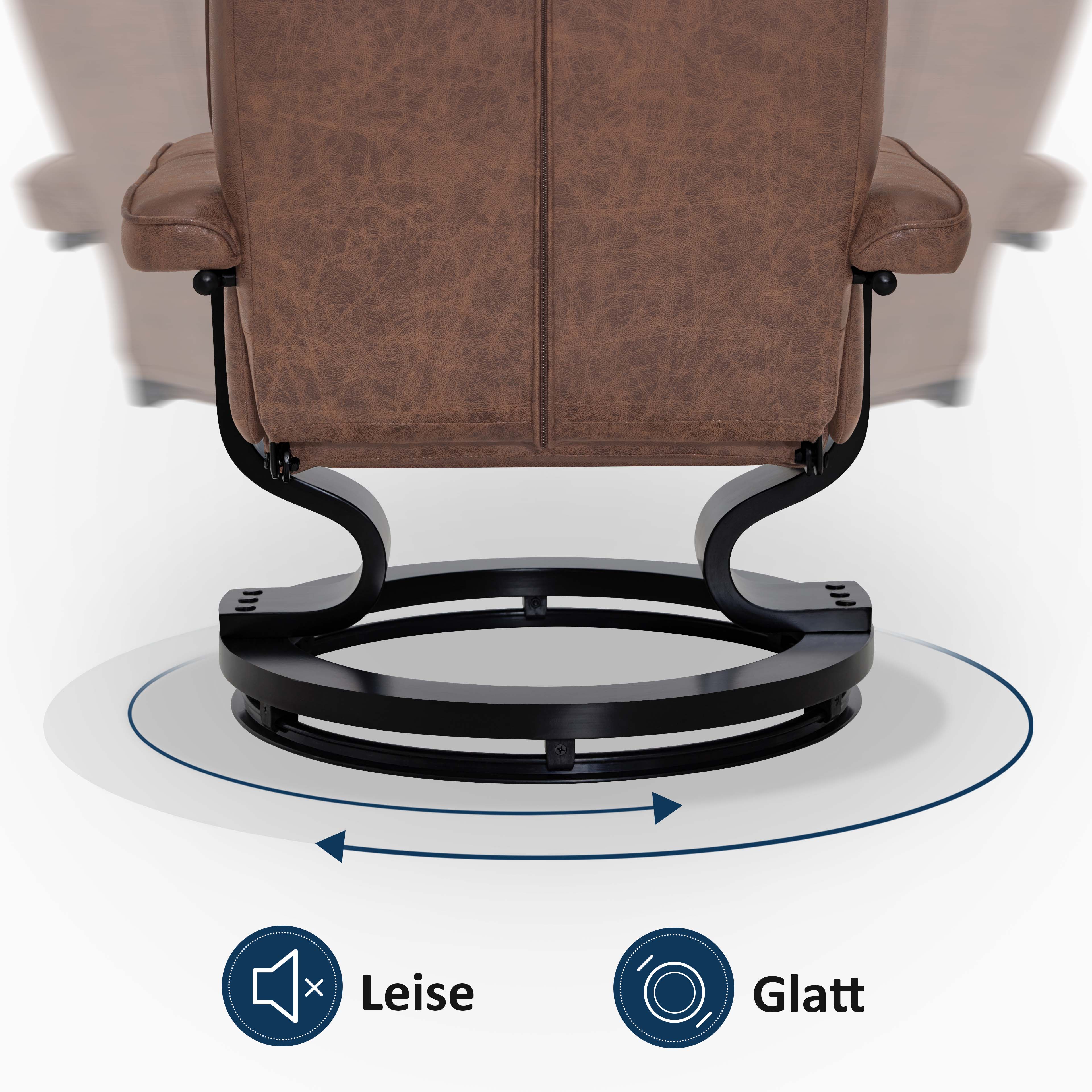 MCombo recliner chair with footstool, 360° swivel TV chair with reclining function, up to 120 kg load capacity, modern recliner chair for the living room, 9019 