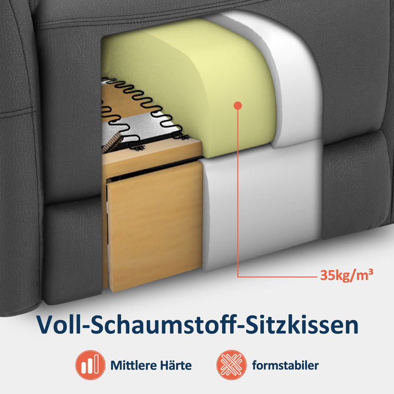 M MCombo Relaxsessel Elektrisch Verstellbar, Fernsehsessel 3 cm Wandnah, Relaxsessel Massagesessel mit Liegefunktion, TV Sessel für Enge Räume, USB & Typ-C Anschlüsse & Lendenkissen, Wohnzimmer, 7063