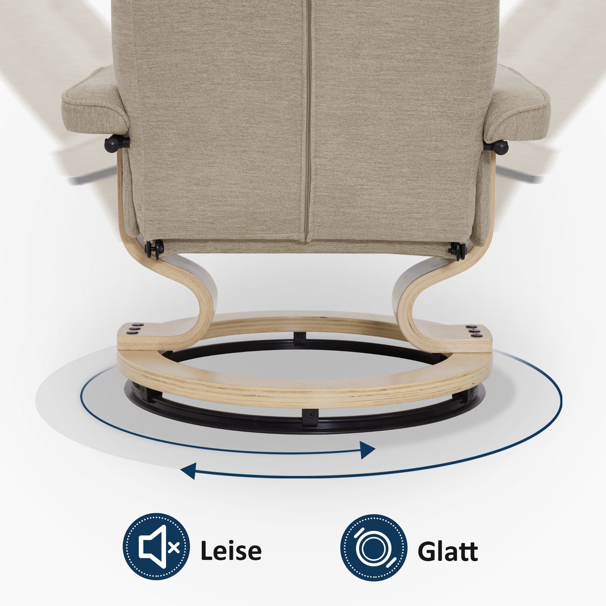MCombo recliner chair with footstool, 360° swivel TV chair with reclining function, up to 120 kg load capacity, modern recliner chair for the living room, 9019 