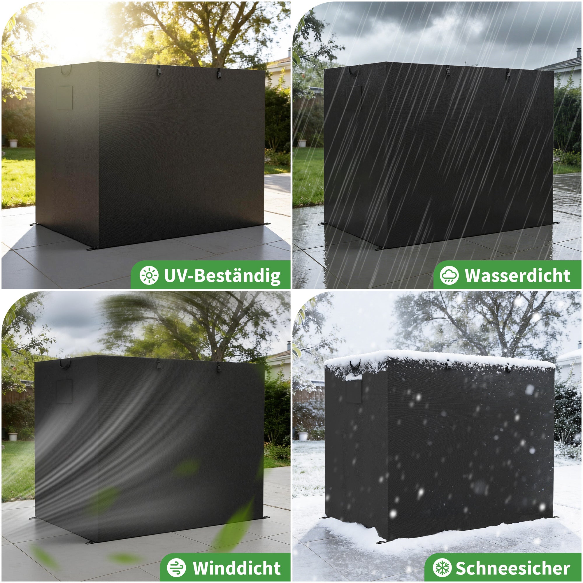 MCombo Housse de balancelle de jardin, bâche imperméable et résistante aux UV pour balancelle de jardin, housse de protection indéchirable pour balancelle 4001/4002 (Oxford, Noir)