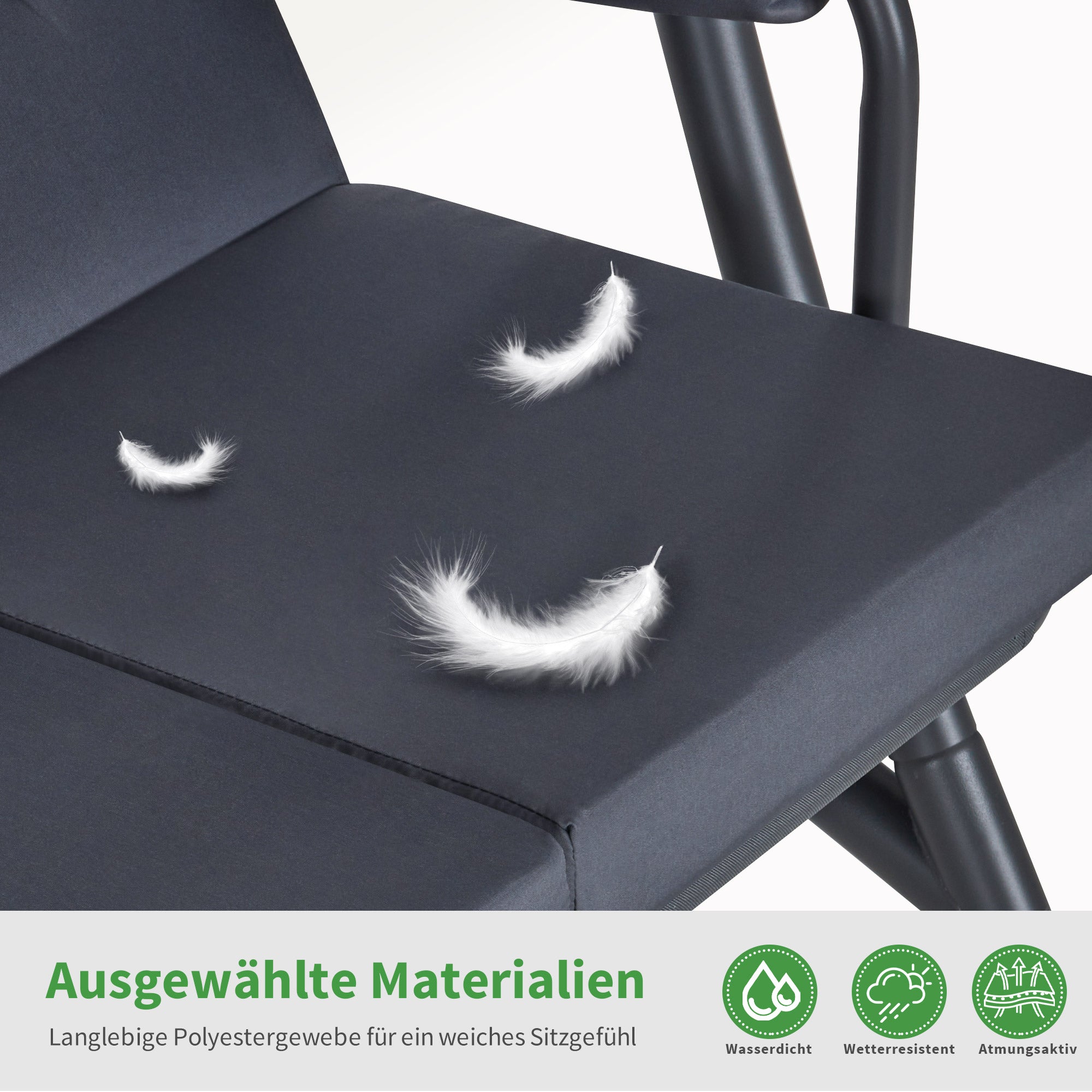 M MCombo 3-Sitzer Hollywoodschaukel mit Liegefunktion, 3 Extradickem Sitzkissen & Silent-Haken, Ruhige Gartenschaukel bis 300kg Belastbar, 193x119x185 cm, Schaukelbank Outdoor Wetterfest 4025 (grau)