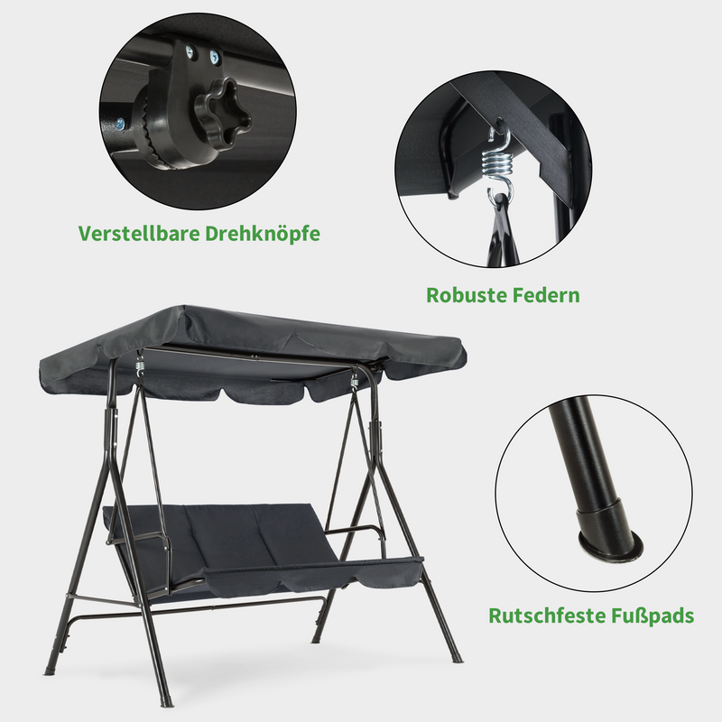 MCombo 3-Sitzer Hollywoodschaukel Gartenschaukel Gartenliege Schaukelbank 8003