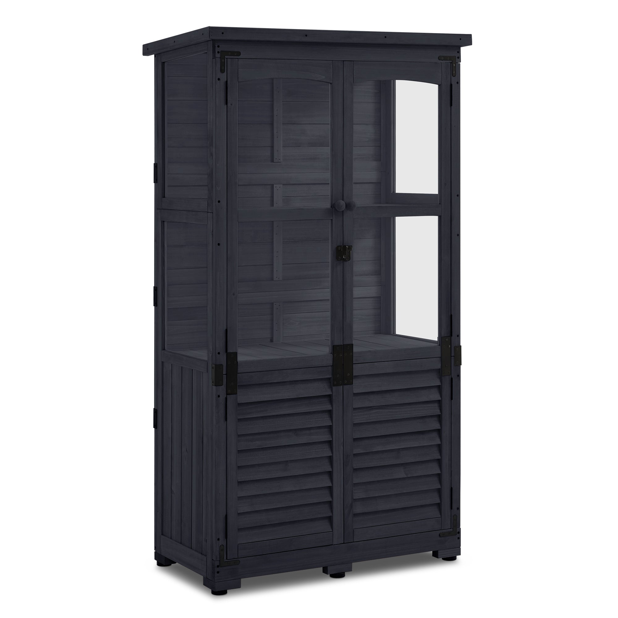 M MCombo Garden Cabinet Wood, Tool Shed Weatherproof Small, Outdoor Garden House Tool Shed for Outdoor Terrace Balcony, 0120, 87×46×160 cm 