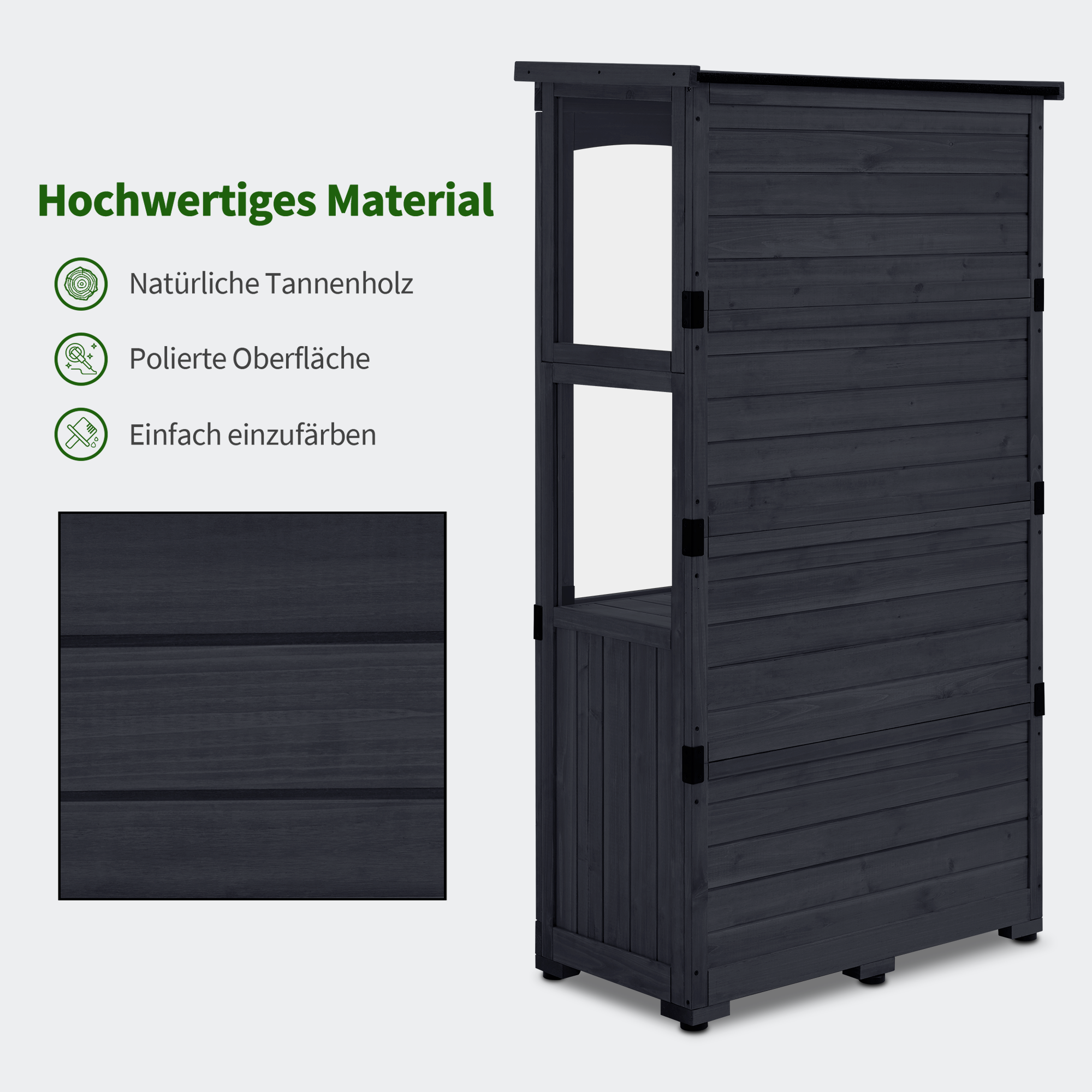 M MCombo Garden Cabinet Wood, Tool Shed Weatherproof Small, Outdoor Garden House Tool Shed for Outdoor Terrace Balcony, 0120, 87×46×160 cm 