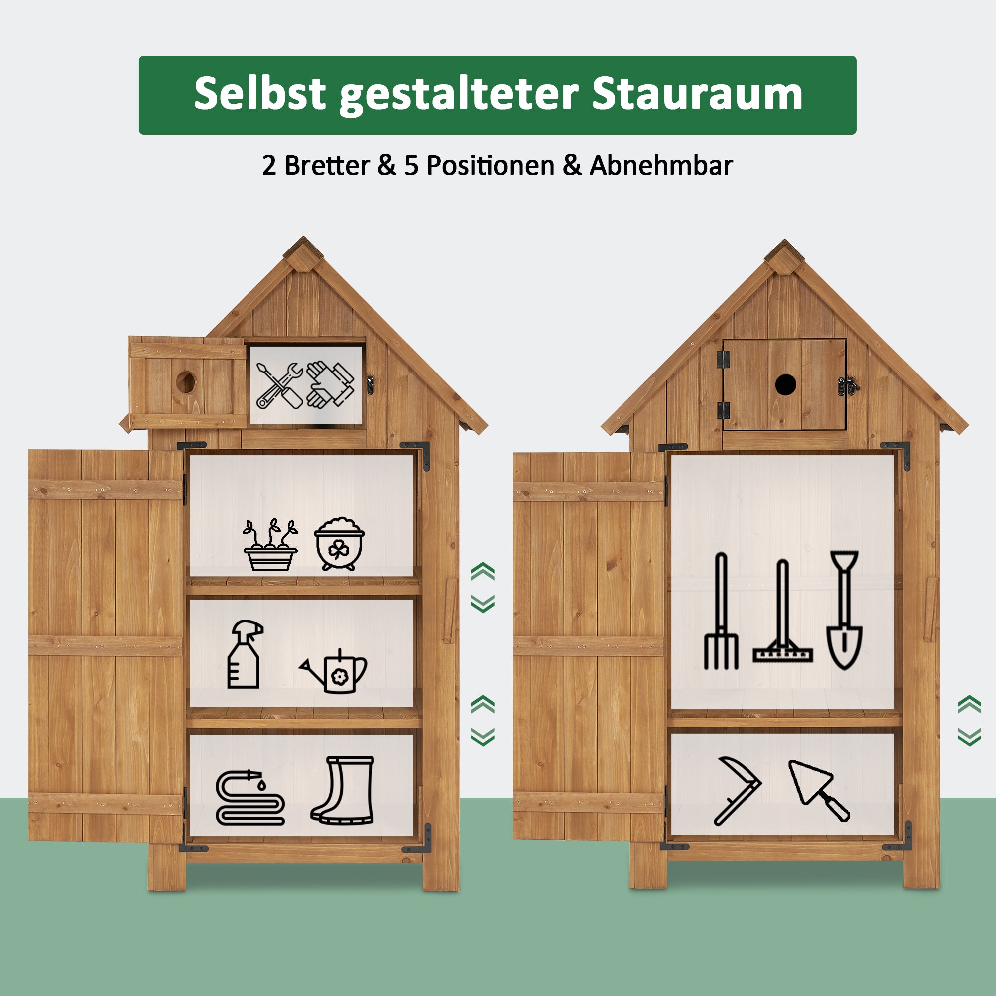 M MCombo Garden Cabinet Wooden Small Outdoor Garden Shed Tool Shed Weatherproof for Balcony &amp; Patio 0733 77 x 54 x 137 cm (Natural) 