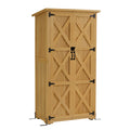 M MCombo Gartenschrank Holz, Gartenhaus Klein Wetterfest, Outdoor Gerätehaus Geräteschuppen, für Außenbereich Balkon Terrasse, 90×55×169cm, 0878