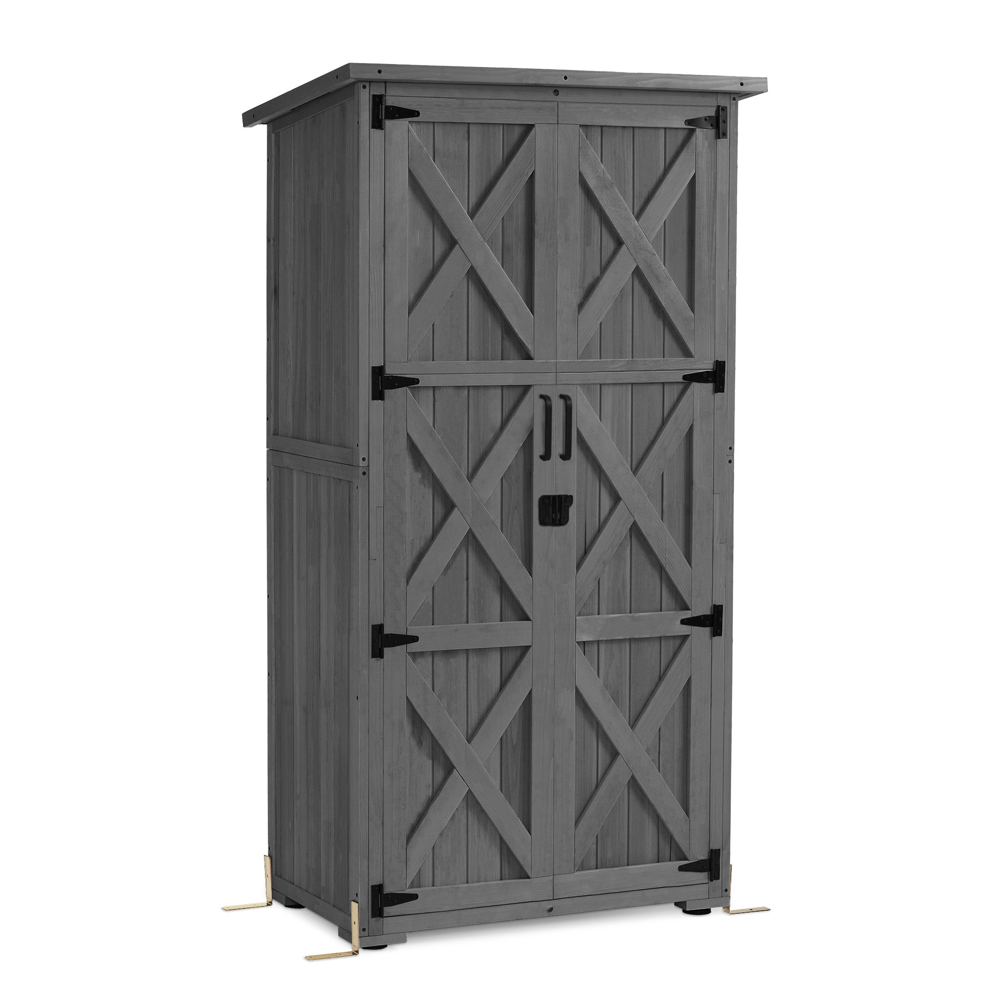 M MCombo wooden garden cabinet, small weatherproof garden house, outdoor tool shed, for outdoor use, balcony or terrace, 55×90×169cm, 0878-F