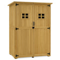 M MCombo Gartenschrank Holz, Gartenhaus Klein Wetterfest, Outdoor Gerätehaus Geräteschuppen, für Außenbereich Balkon Terrasse, 59×127×168 cm, 0912-F