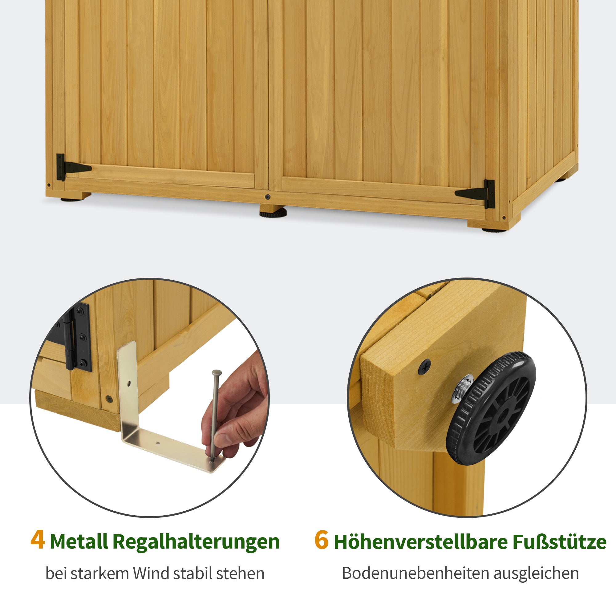 M MCombo wooden garden cabinet, small weatherproof garden house, outdoor tool shed, for outdoor use, balcony or terrace, 59×127×168 cm, 0912-F