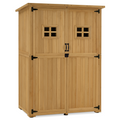 M MCombo Gartenschrank Holz, Gartenhaus Klein Wetterfest, Outdoor Gerätehaus Geräteschuppen, für Außenbereich Balkon Terrasse, 127×59×168 cm, 0912