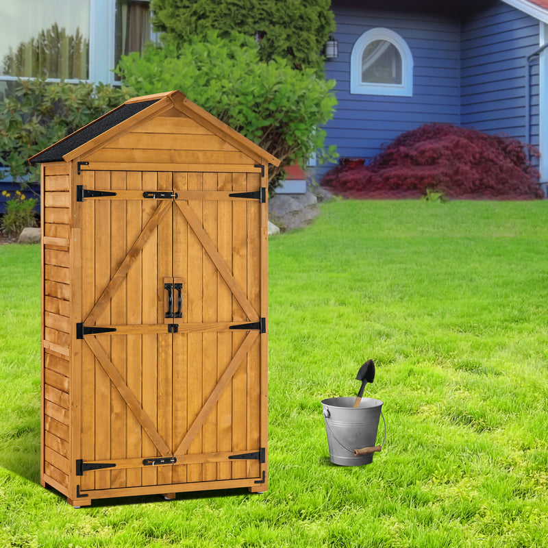 MCombo Gartenschrank Geräteschuppen Werkzeugschrank Outdoor-Schrank Gartenbox mit Satteldach aus Holz Grau/Natur 1000