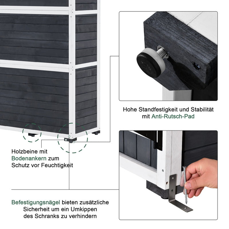 MCombo Gartenschrank Geräteschuppen Werkzeugschrank Outdoor-Schrank Gartenbox mit Satteldach aus Holz Grau/Natur 1000