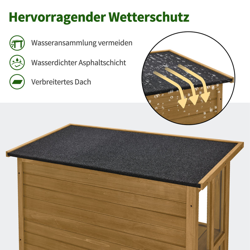 M MCombo Gartenschrank Gartenhaus Holz Wetterfest, Geräteschrank Gerätehaus Outdoor, für Außenbereich Balkon Terrasse, Gartenhütte mit 2 Bewegliche Regale, 58×107×180 cm, 1155 (Natur)