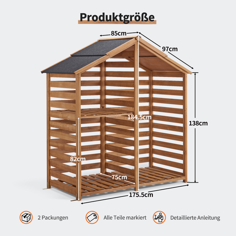 M MCombo Holzregal, Outdoor Kaminholzregel mit Rückwand, Holzunterstand mit wasserdichter Abdeckung, 1202/1200/1213