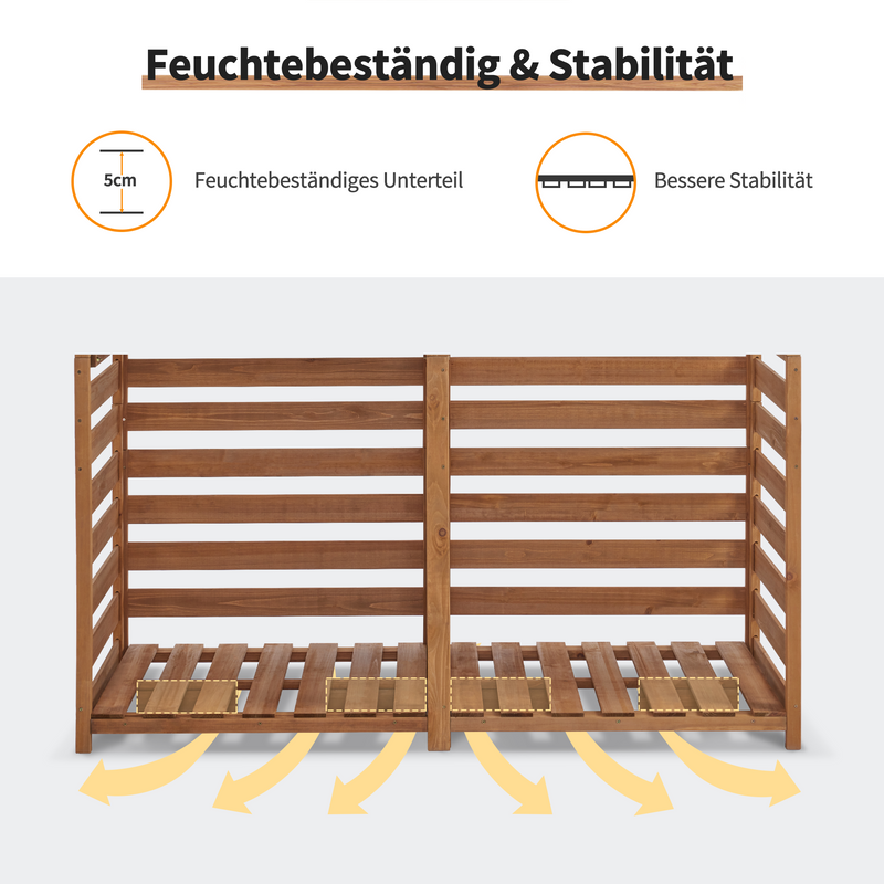 M MCombo Holzregal, Outdoor Kaminholzregel mit Rückwand, Holzunterstand mit wasserdichter Abdeckung, 1202/1200/1213