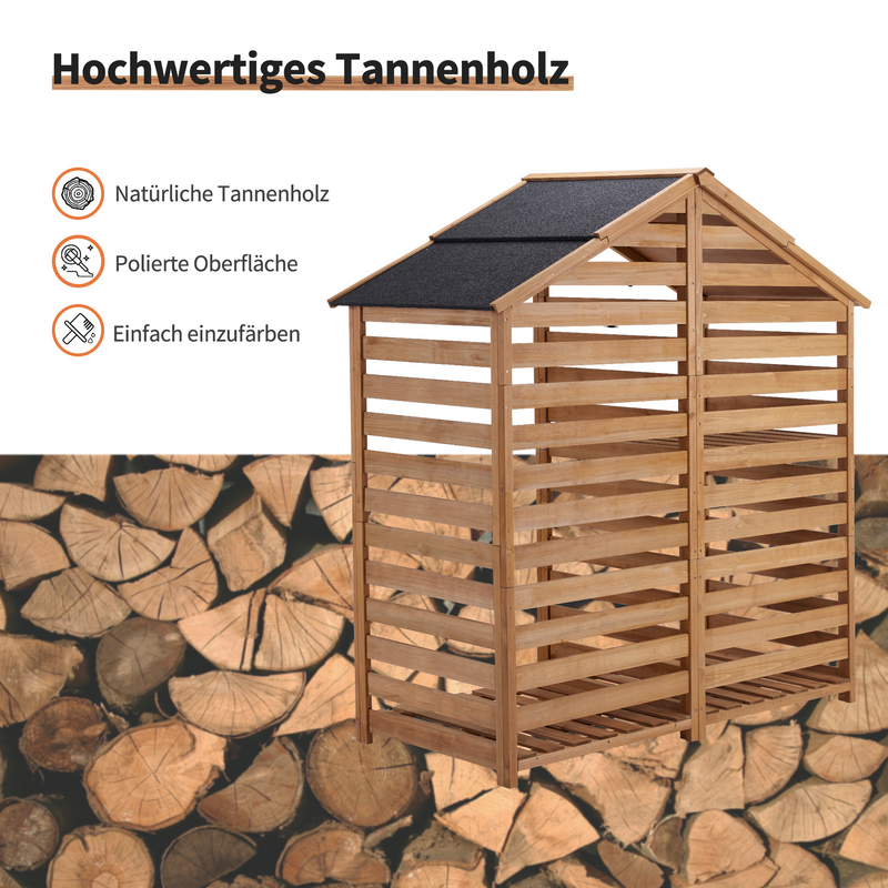 M MCombo Holzregal, Outdoor Kaminholzregel mit Rückwand, Holzunterstand mit wasserdichter Abdeckung, 1202/1200/1213