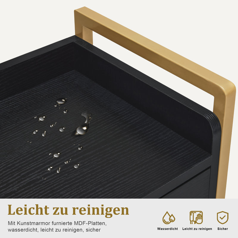M MCombo Servierwagen mit Rollen & 3 Schubladen, Friseurwagen Rollwagen, Salon Trolley mit 2 Ablagen & Föhnhalter, Moderner Arbeitswagen für Bad Wohnzimmer, 30x40x95cm, 0022