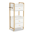 M MCombo Servierwagen mit Rollen & 3 Schubladen, Friseurwagen Rollwagen, Salon Trolley mit 2 Ablagen & Föhnhalter, Moderner Arbeitswagen für Bad Wohnzimmer, 30x40x95cm, 0022