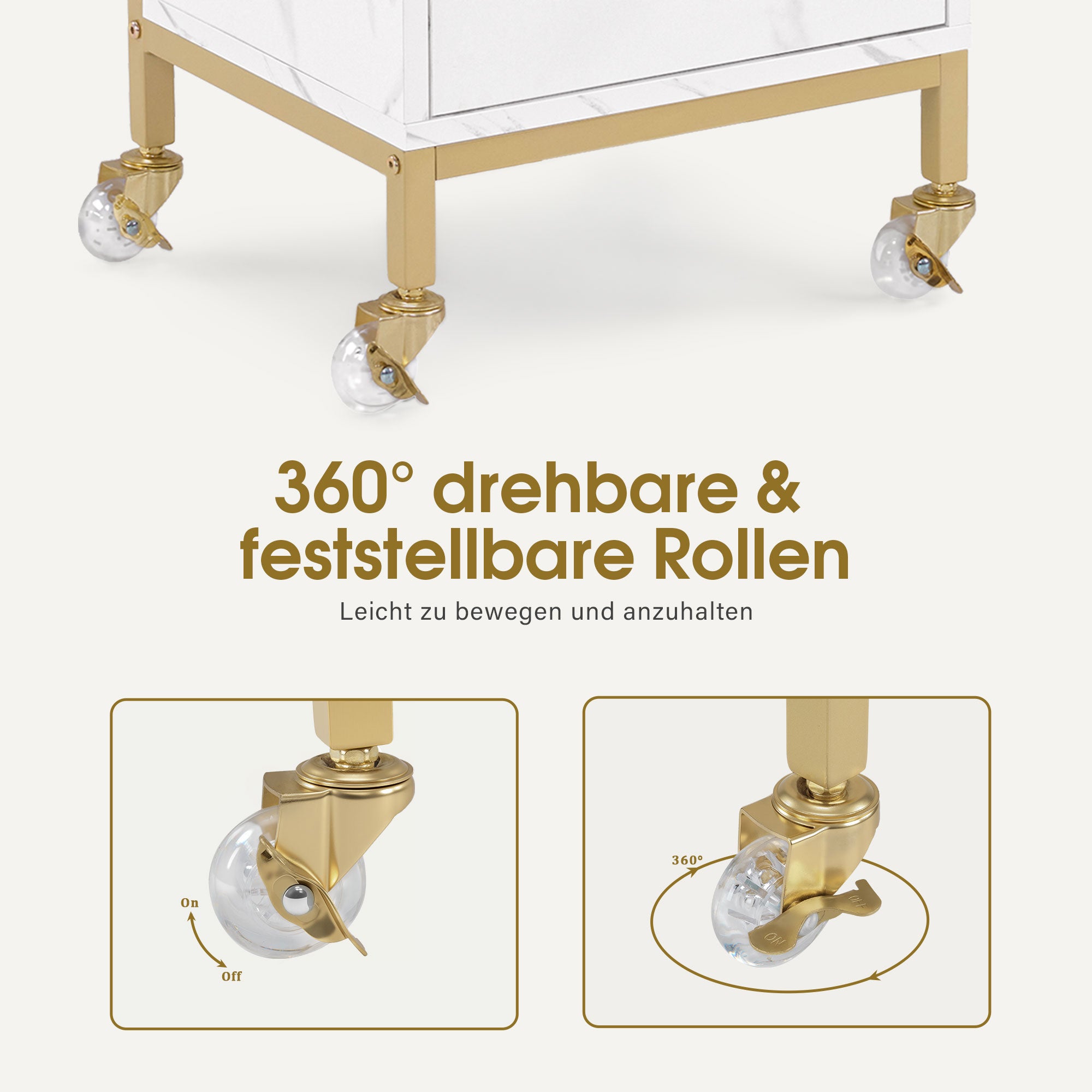 M MCombo Rollwagen mit Rollen & 2 Schubladen, Servierwagen, mit 2 Ablagen, Moderner Arbeitswagen für Bad Wohnzimmer, 32x37x87cm, 0029