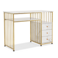M MCombo Schreibtisch mit Schubladen, Schminktisch ohne Spiegel, Nageltisch aus Holz Metallgestell, Computertisch Wohnzimmer Modern, 109 x 45,5 x 81cm, 2407