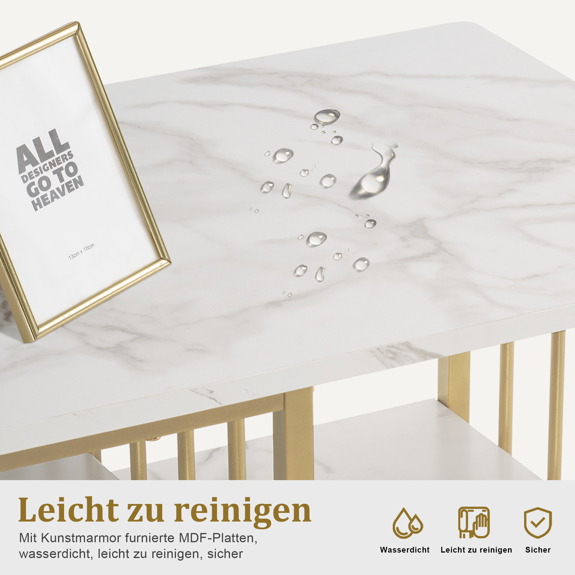 M MCombo Desk with Drawers, Dressing Table without Mirror, Wooden Nail Table with Metal Frame, Computer Desk for Living Room, Modern, 109 x 45.5 x 81cm, 2407 