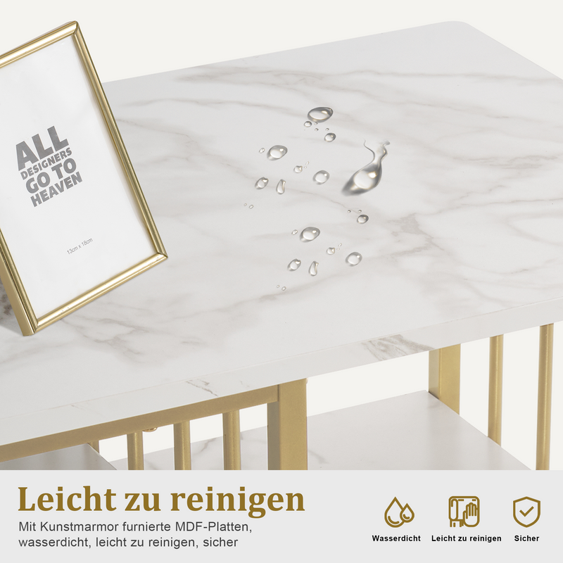 M MCombo Schreibtisch mit Schubladen, Schminktisch ohne Spiegel, Nageltisch aus Holz Metallgestell, Computertisch Wohnzimmer Modern, 109 x 45,5 x 81cm, 2407