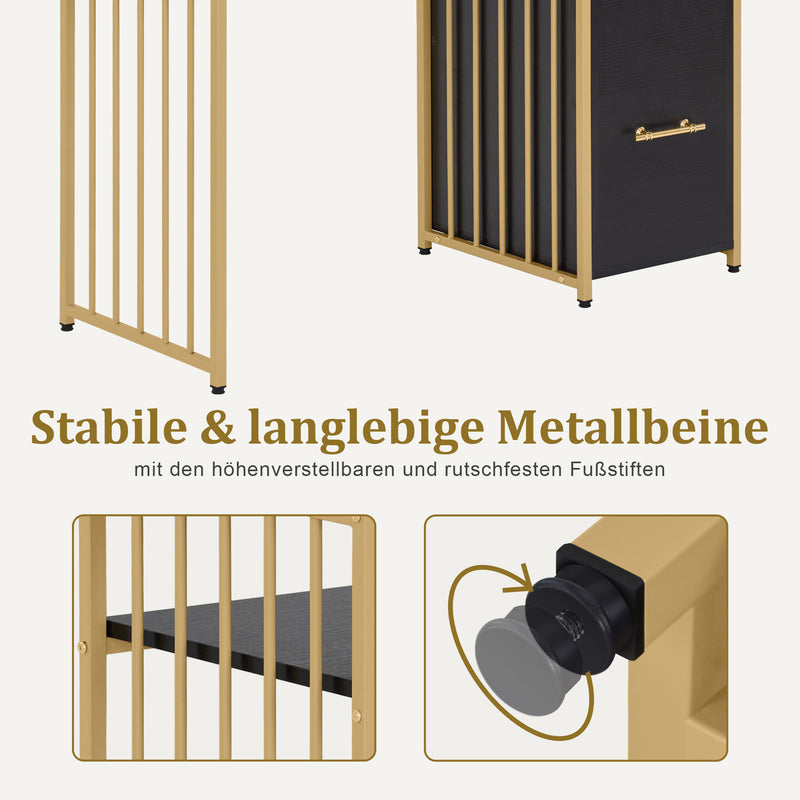 M MCombo Schreibtisch mit 3 Schubladen, Nageltisch aus Holz Metallgestell, Manikürtisch， Schminktisch ohne Spiegel Modern, Computertisch mit Regal Wohnzimmer, 43x108x125cm, 2420