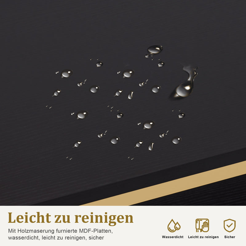 M MCombo Schreibtisch mit 3 Schubladen, Nageltisch aus Holz Metallgestell, Manikürtisch， Schminktisch ohne Spiegel Modern, Computertisch mit Regal Wohnzimmer, 43x108x125cm, 2420