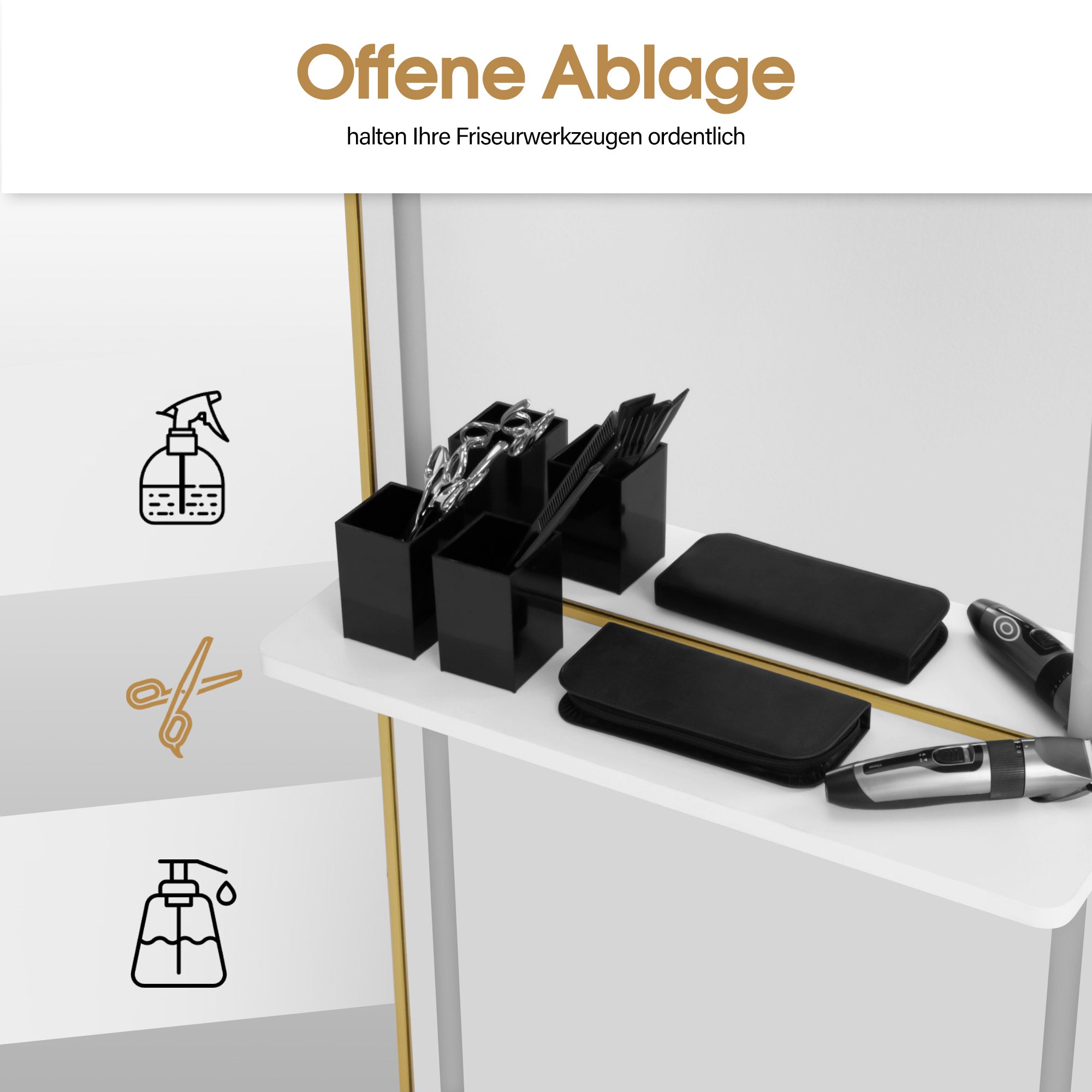 M MCombo Wandspiegel mit Beleuchtung, Ganzkörperspiegel mit Aluminiumrahmen, Großer Spiegel mit Ablage, Touch-Schalter, 3 Lichtfarben Dimmbar, 17x65x177 cm, J6271