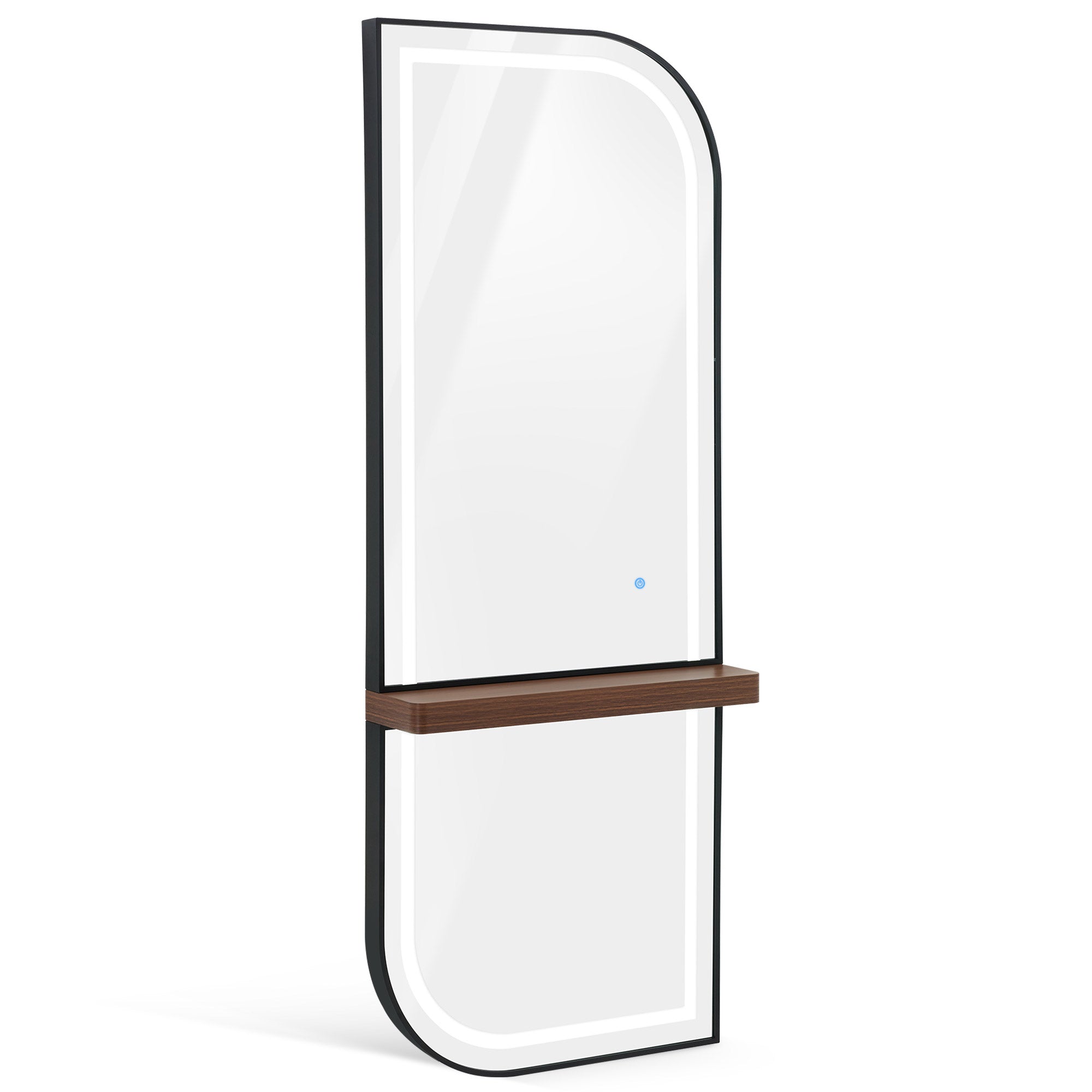 M MCombo Wandspiegel mit Beleuchtung, Ganzkörperspiegel mit Aluminiumrahmen, Großer Spiegel mit Ablage, Touch-Schalter, 3 Lichtfarben Dimmbar, J6298